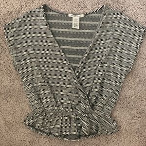 V Neck Printed Peplum Blouse